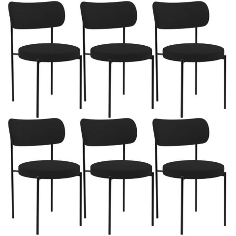 Kit 06 Cadeiras Estofadas para Sala de Jantar Louise L02 Suede Preto - Lyam Decor