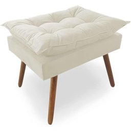 Puff Decorativo Opala Suede Pés Palito - Bela Móveis:bege - 1