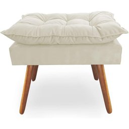 Puff Decorativo Opala Suede Pés Palito - Bela Móveis:bege - 2