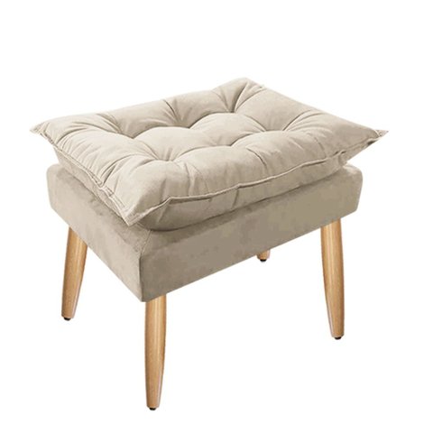 Puff Decorativo Opala Suede Pés Palito - Bela Móveis:bege