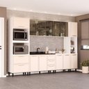 Ver imagem 1 de Cozinha Completa Amara 13 Portas 4 Gavetas com Vidro 40250777 Creme/branco - Politorno
