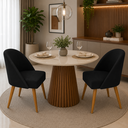 Ver imagem 1 de Kit 2 Cadeiras de Jantar Lua Sala Cozinha Moderna - Unitalle Estofados:Preto