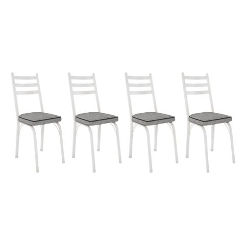 Kit 4 Cadeiras de Cozinha Luisiana Estampado Grafiato Pés de Ferro Branco - Pallazio