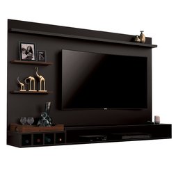 Painel Para TV até 55 Polegadas C/ Bar Adega 4 Nicho Bandeja Barcelona Preto - 2