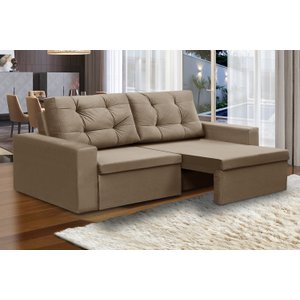 Sofá Retrátil 2 Lugares 1,80m Lia Suede Capuccino Madelina Decor