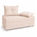 Ver imagem 1 de Puff Cama Dobravel 130cm Casal com Rodízios e Almofadas Cor: Suede Nude
