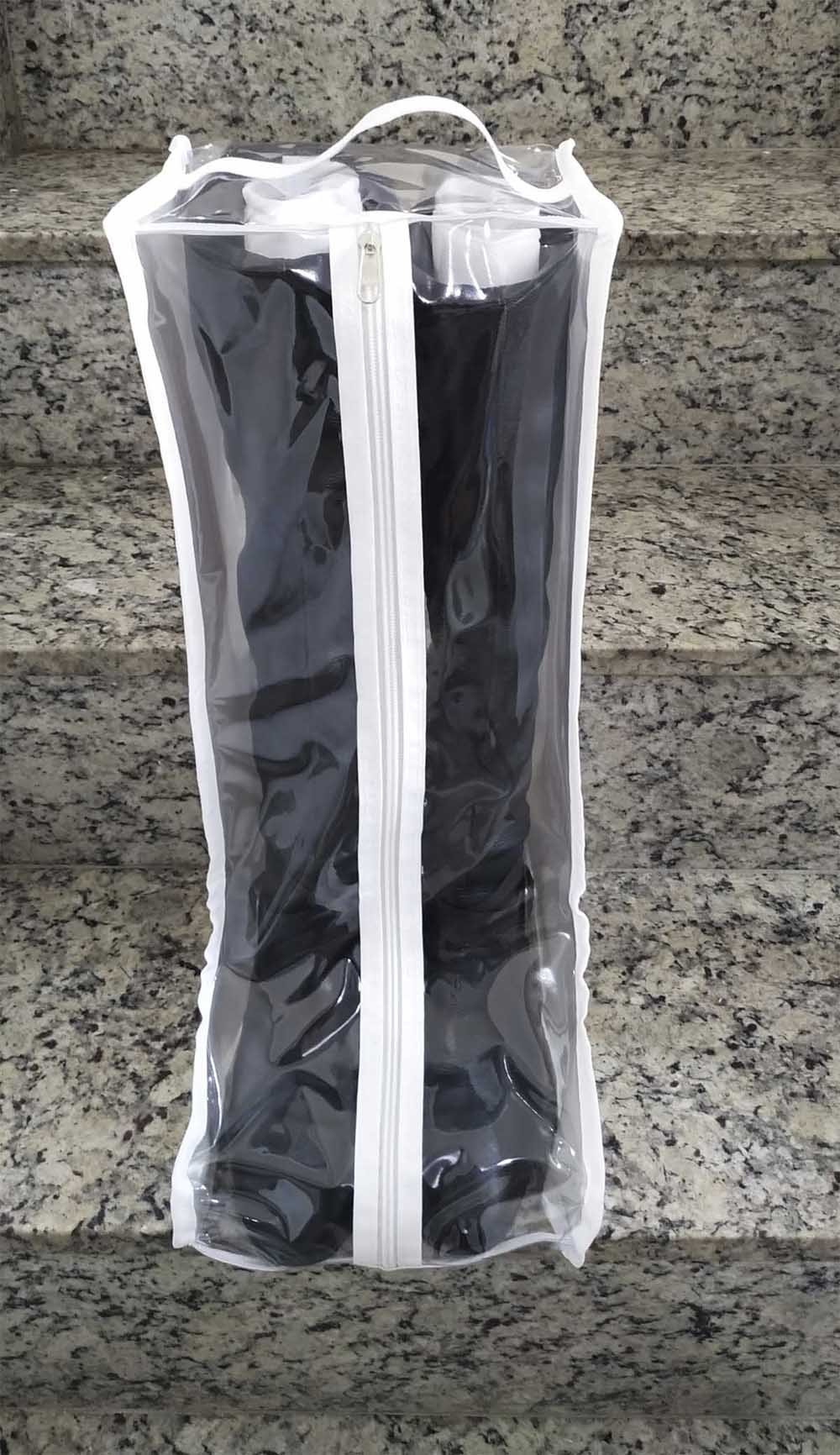 Organizador e protetor de botas transparente viés branco cano Longo 46x28x25cm Kostura Lopes - 1