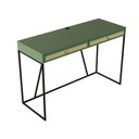 Ver imagem 3 de Escrivaninha New York 120 Cm 2 Gavetas Palhinha Base Metal Laca Verde