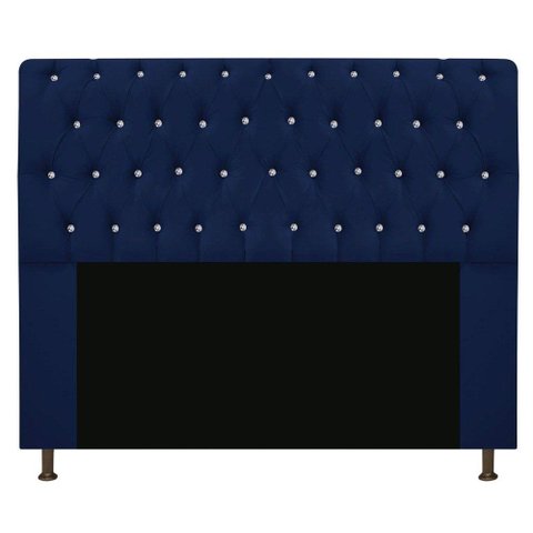 Cabeceira Estofada Lady Com Strass 140cm Queen Size Suede