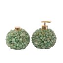Ver imagem 1 de Kit Lavabo Difusor e Saboneteira Pontas de Quartzo Verde Rolado e Dourado