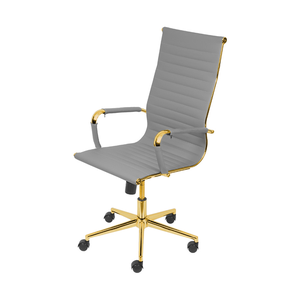 Cadeira de Escritório Giratoria Eames Cinza - Alta | Dourado Brilho