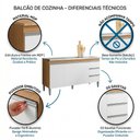 Ver imagem 3 de Balcão Gabinete Cozinha Andréia 150cm 3 Portas sem Tampo Mdp Amêndoa/branco - Desk Design