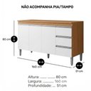 Ver imagem 4 de Balcão Gabinete Cozinha Andréia 150cm 3 Portas sem Tampo Mdp Amêndoa/branco - Desk Design