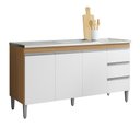 Ver imagem 2 de Balcão Gabinete Cozinha Andréia 150cm 3 Portas sem Tampo Mdp Amêndoa/branco - Desk Design