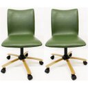 Ver imagem 1 de Cadeira Escritório Amanda cor Verde Oliva base cor Dourado Fosco com regulagem de Altura Kit 2 pe