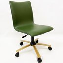 Ver imagem 2 de Cadeira Escritório Amanda cor Verde Oliva base cor Dourado Fosco com regulagem de Altura Kit 2 pe