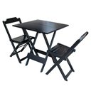 Ver imagem 4 de Kit 3 Jogos De Mesa Dobravel Com 2 Cadeiras De Madeira 70X70 Para Restaurante E Bar - Preto