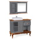 Ver imagem 2 de Gabinete para Banheiro 2 Portas com Cuba e Espelheira Dália 3058 - Cinza/imbuia Glazer