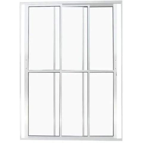 Porta de Aluminio Sacada 3 Folhas Móveis com Trinco Linha Leve:branco/2,10 X 2,00