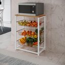 Ver imagem 1 de Fruteira com Suporte para Micro-ondas Barcelona Aço Branco Cesto Cobre Tampo Canela - Cor: Marrom