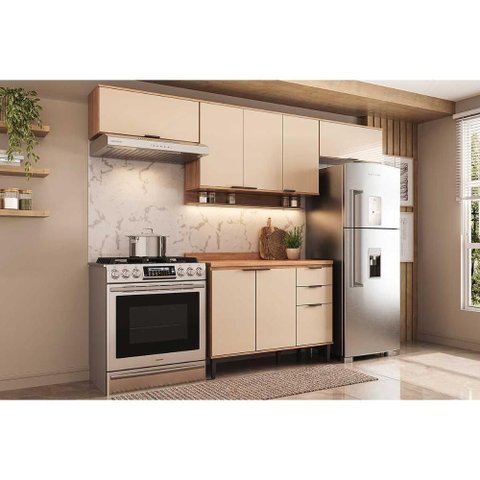 Kit Cozinha Modulada 4 Peças Alpha (3aéreos+1balcão) C4p181 Freijo/off White - Carraro