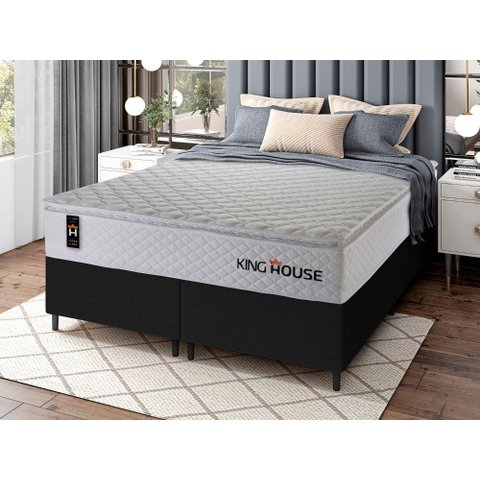 Conjunto Cama Box Queen c/ Molas Ensacadas New Moon Preto 158x198x66