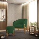 Ver imagem 2 de Puff Stella Veludo Verde Base Madeira Castanho - D'Rossi DRossi