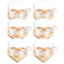 Ver imagem 1 de Conj 6 Xícaras e Pires Coração Madeira 12pçs