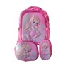 Kit Mochila Lancheira Estojo Infantil com Alça Ajustável Feminina Sereia Rosa - 1