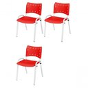 Ver imagem 1 de Cadeira Iso Base Branco , Escritório Vermelho Kit 3 Un