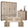 Quarto Casal Vêneto com Cômoda Montevideu e Cabeceira Triunfo Nogal Vanilla Touch – Demóbile - 1