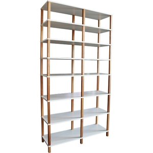 Estante Madeira 8 Prateleiras Branca Evolukit 116x38x221