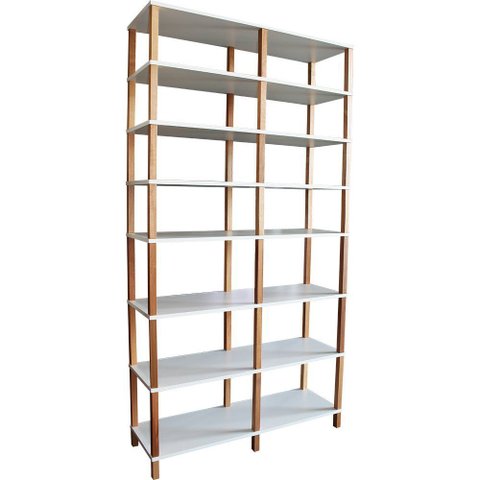 Estante Madeira 8 Prateleiras Branca Evolukit 116x38x221