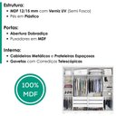 Ver imagem 4 de Guarda Roupa Casal 6 Portas com Espelho MDF Platina 236 cm Branco Absoluto Zanz