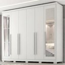 Ver imagem 2 de Guarda Roupa Casal 6 Portas com Espelho MDF Platina 236 cm Branco Absoluto Zanz