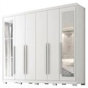 Ver imagem 1 de Guarda Roupa Casal 6 Portas com Espelho MDF Platina 236 cm Branco Absoluto Zanz