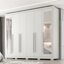 Ver imagem 5 de Guarda Roupa Casal 6 Portas com Espelho MDF Platina 236 cm Branco Absoluto Zanz