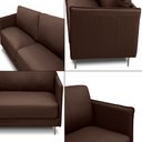 Ver imagem 5 de Sofá Decorativo Anthony 3 Lugares Sala de Estar 240cm Pés em Aço Couro Marrom Chocolate G88 - Gran B