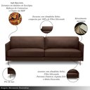 Ver imagem 3 de Sofá Decorativo Anthony 3 Lugares Sala de Estar 240cm Pés em Aço Couro Marrom Chocolate G88 - Gran B
