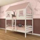Ver imagem 1 de Beliche Casinha Encantada Madeira Maciça Branco/ Rosa Megamobilia