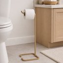 Ver imagem 1 de Suporte Porta Papel Higiênico de Chão para Banheiro com Base Dourada em Metal - Édecasamóveis