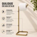 Ver imagem 5 de Suporte Porta Papel Higiênico de Chão para Banheiro com Base Dourada em Metal - Édecasamóveis