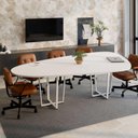 Ver mais imagens de Mesa de Reunião Orgânica Tampo Bipartido MDP 270cm Branco F5 Office