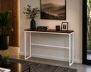 Ver imagem 4 de Mesa Jantar Aparador Bancada Alta Industrial 140x60cm Tampo Vermelho Pés Branco