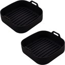 Ver imagem 1 de 2 Formas Silicone Quadradas 20cm Pretas Air Fryer Lyor Cesto com Alças para Assados Cozinha