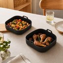 Ver imagem 2 de 2 Formas Silicone Quadradas 20cm Pretas Air Fryer Lyor Cesto com Alças para Assados Cozinha
