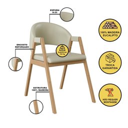 Kit 6 Cadeiras Mesa Jantar Suellen Versátil Reforçada Corino Cor:bege - 2