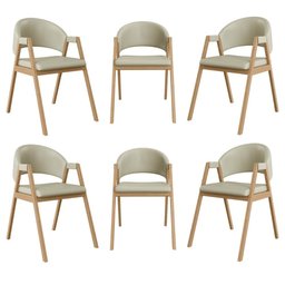 Kit 6 Cadeiras Mesa Jantar Suellen Versátil Reforçada Corino Cor:bege - 1