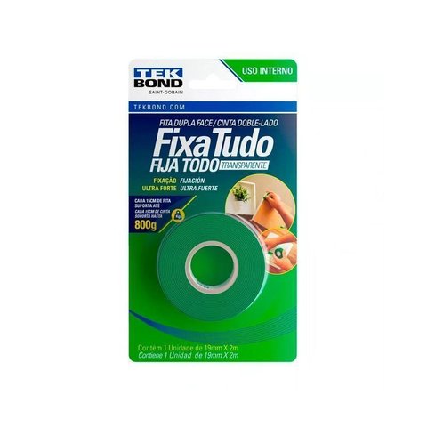 Caixa 12 Fita Dupla Face Interna 19 Mm X 2m Fixa Tudo