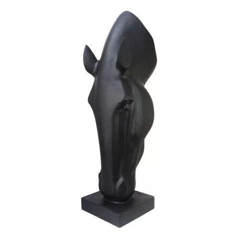 Escultura Estátua Decorativa Cabeça de Cavalo Grande 108cm:preto Fosco